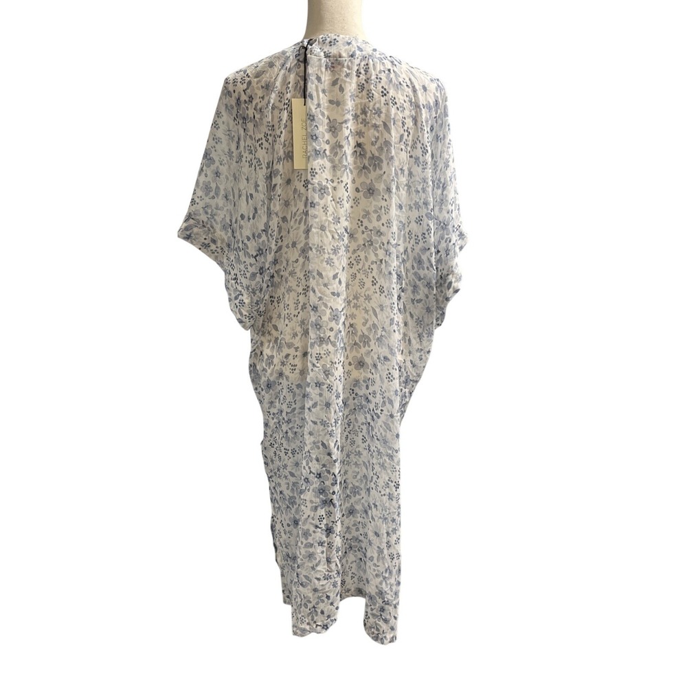 Rachel Zoe Duster Blue Floral Sheer One Size Open Front Coverup Cottagecore